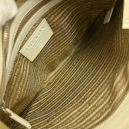 Prada Logo Zip Crossbody Bag Canvas, BEIGE, CANVAS, Shoulder bag