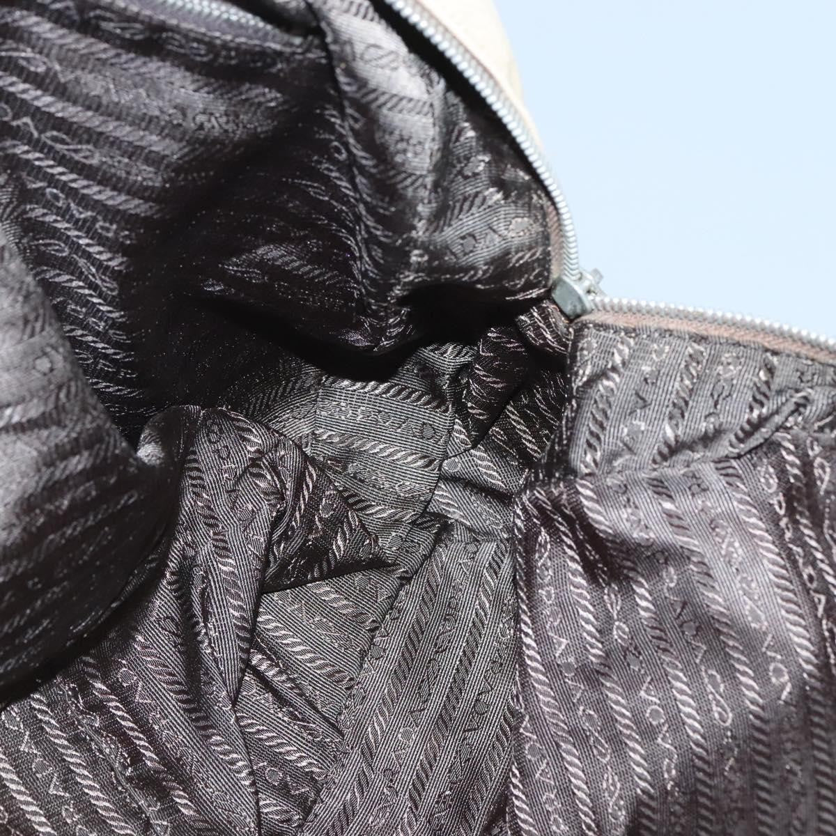 Prada Bauletto Bag Canvas with Leather, BEIGE, CANVAS, Handbag