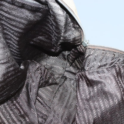 Prada Bauletto Bag Canvas with Leather, BEIGE, CANVAS, Handbag