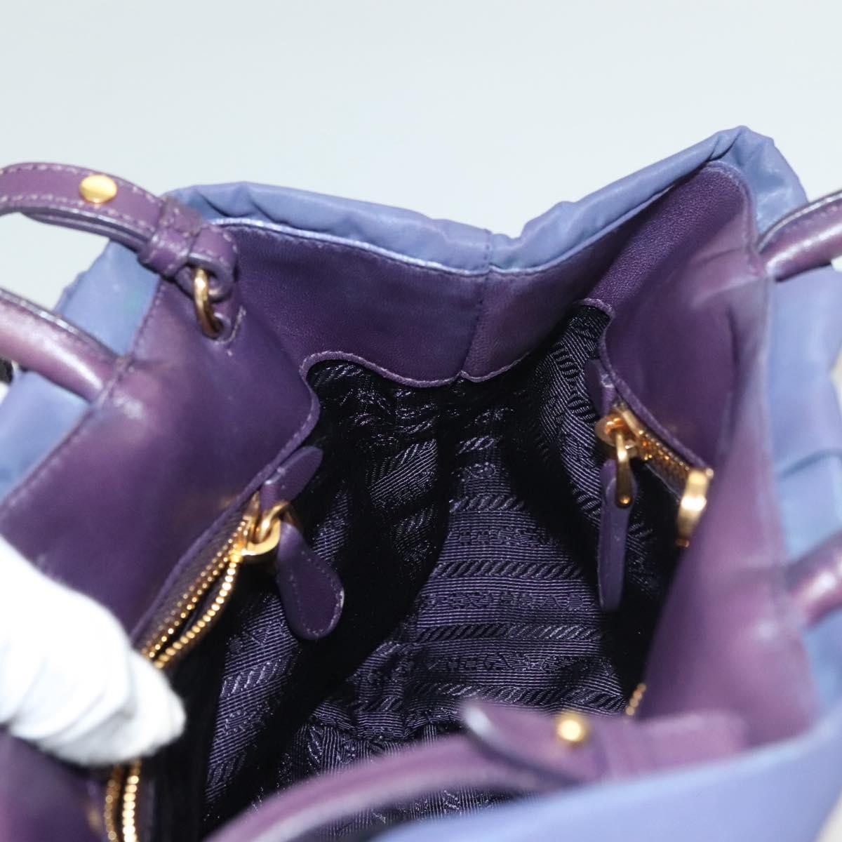 Prada Bow Tote Tessuto, PURPLE, NYLON, Handbag