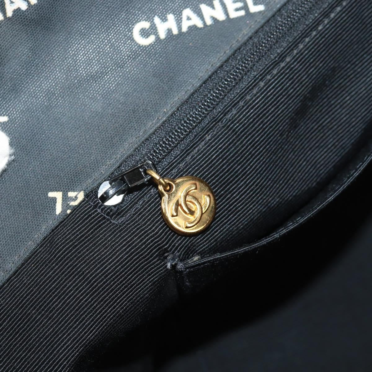 Chanel Logo Shopping Tote Quilted Printed Canvas, BLACK, CANVAS, Tote bag