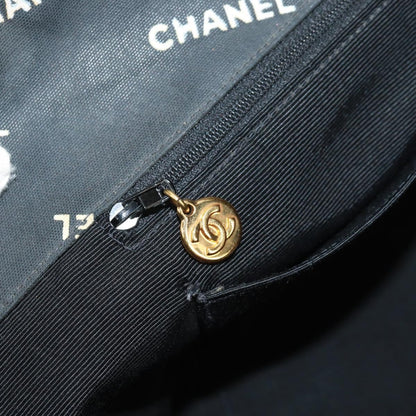 Chanel Logo Shopping Tote Quilted Printed Canvas, BLACK, CANVAS, Tote bag