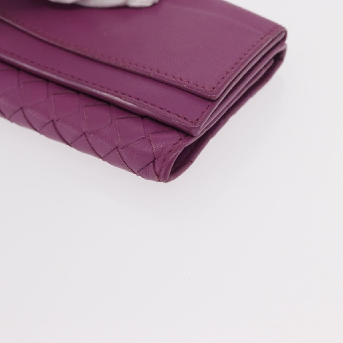 Bottega Veneta Trifold Wallet Intrecciato Leather, PURPLE, LEATHER, Wallets