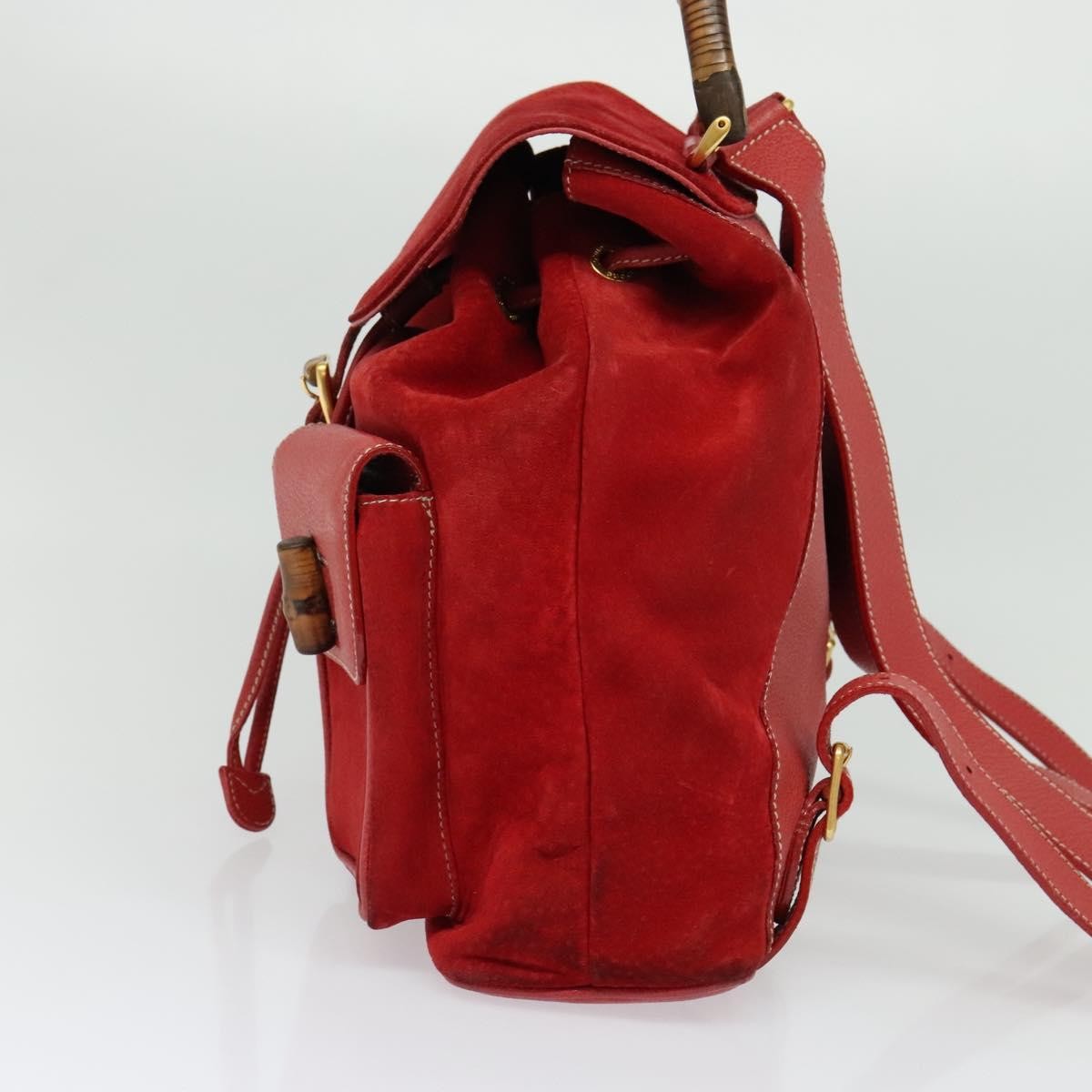 Gucci Bamboo Tassel Backpack Suede, RED, SUEDE, Backpack
