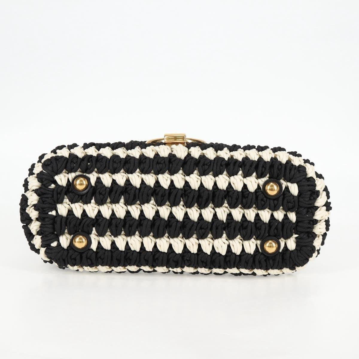 Salvatore Ferragamo Margot Satchel Braided Fabric, WHITE, POLYESTER, Handbag