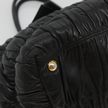Prada Gaufre Ribbon handbag Leather, BLACK, LEATHER, Tote bag