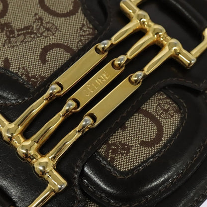 Celine C Sulky Shoulder bag Canvas and Leather, BROWN, CANVAS, Shoulder bag