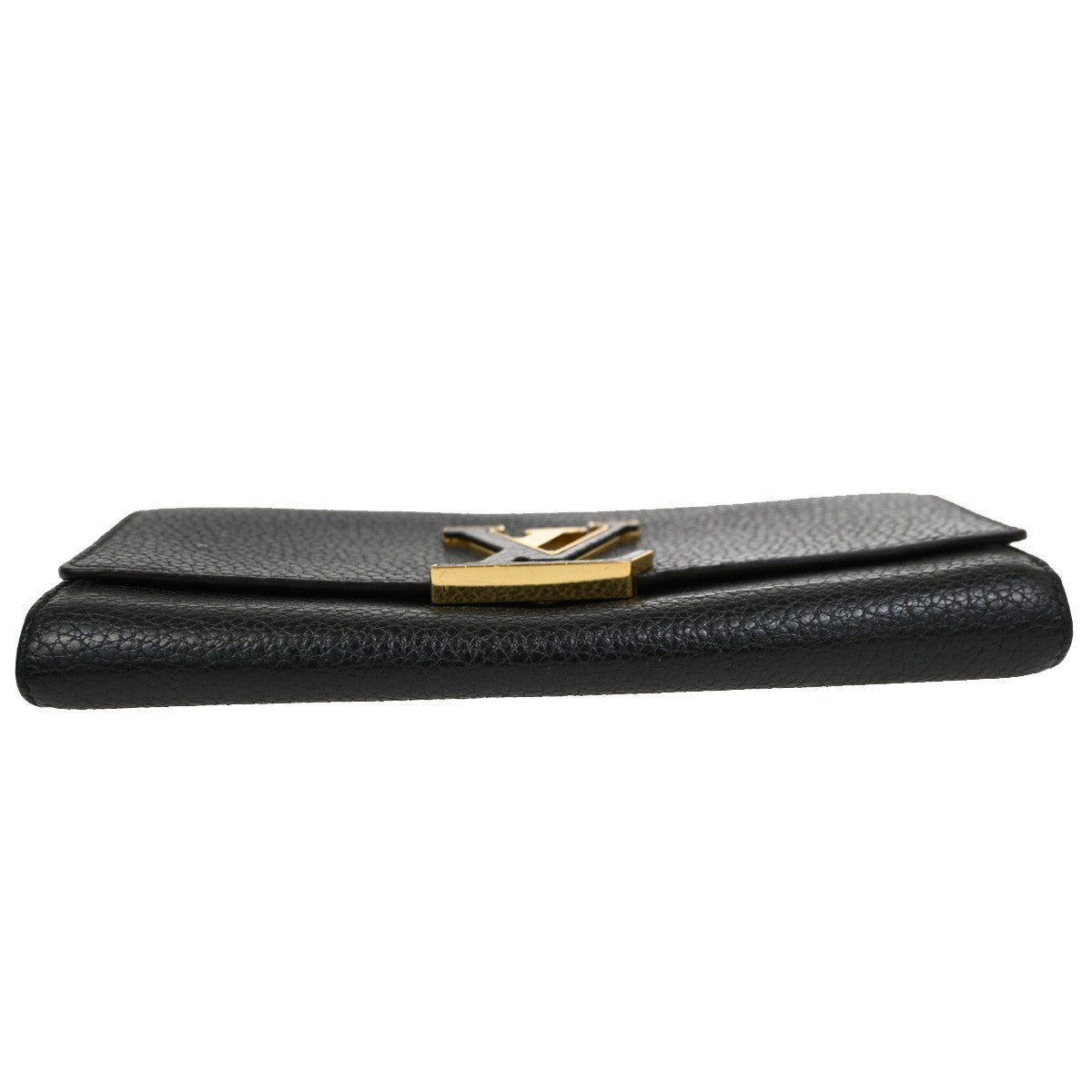 Louis Vuitton Capucines Long Wallet Leather, BLACK, LEATHER, Wallets
