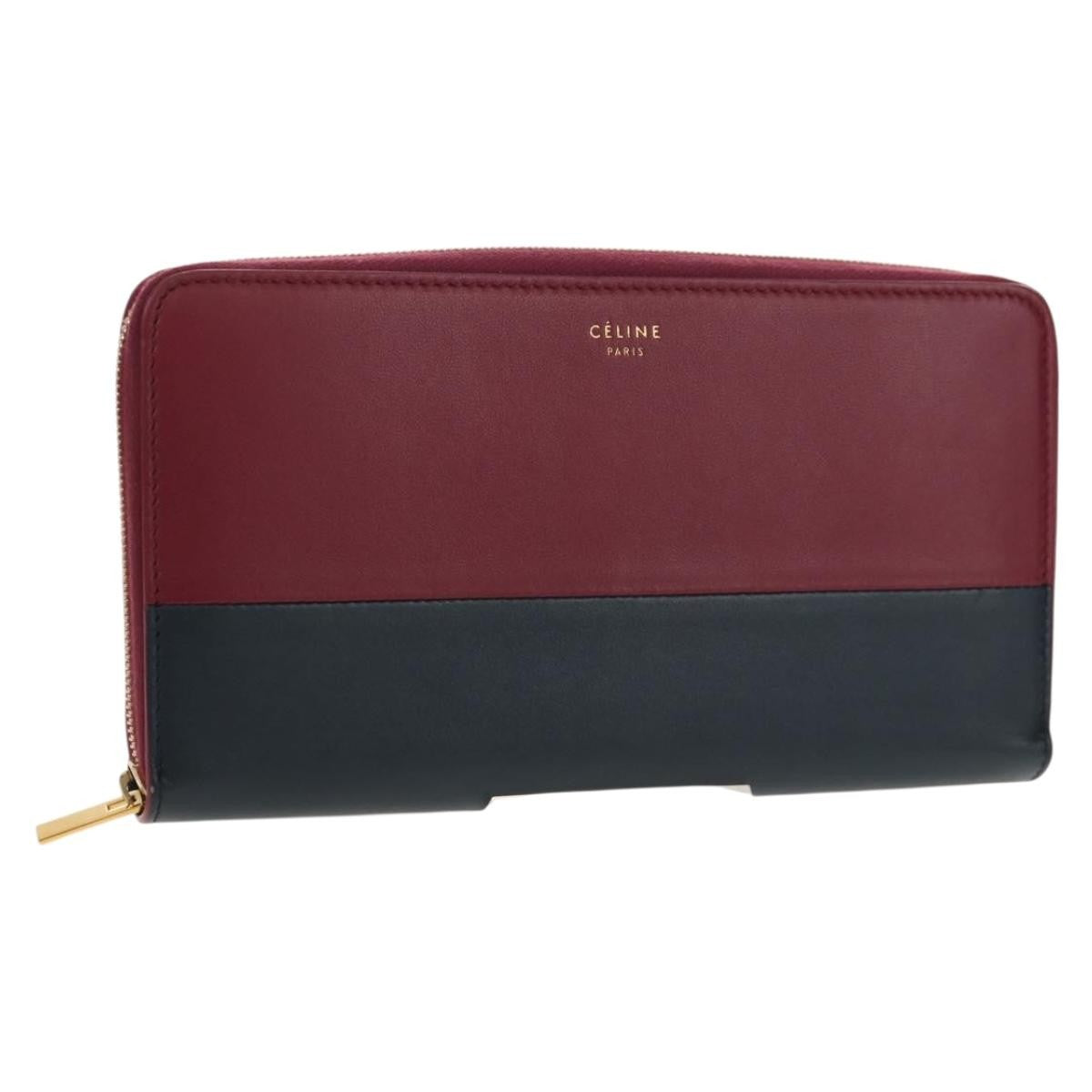 Celine Multifunction Flap Wallet Leather, BURGUNDY, LEATHER, Wallets