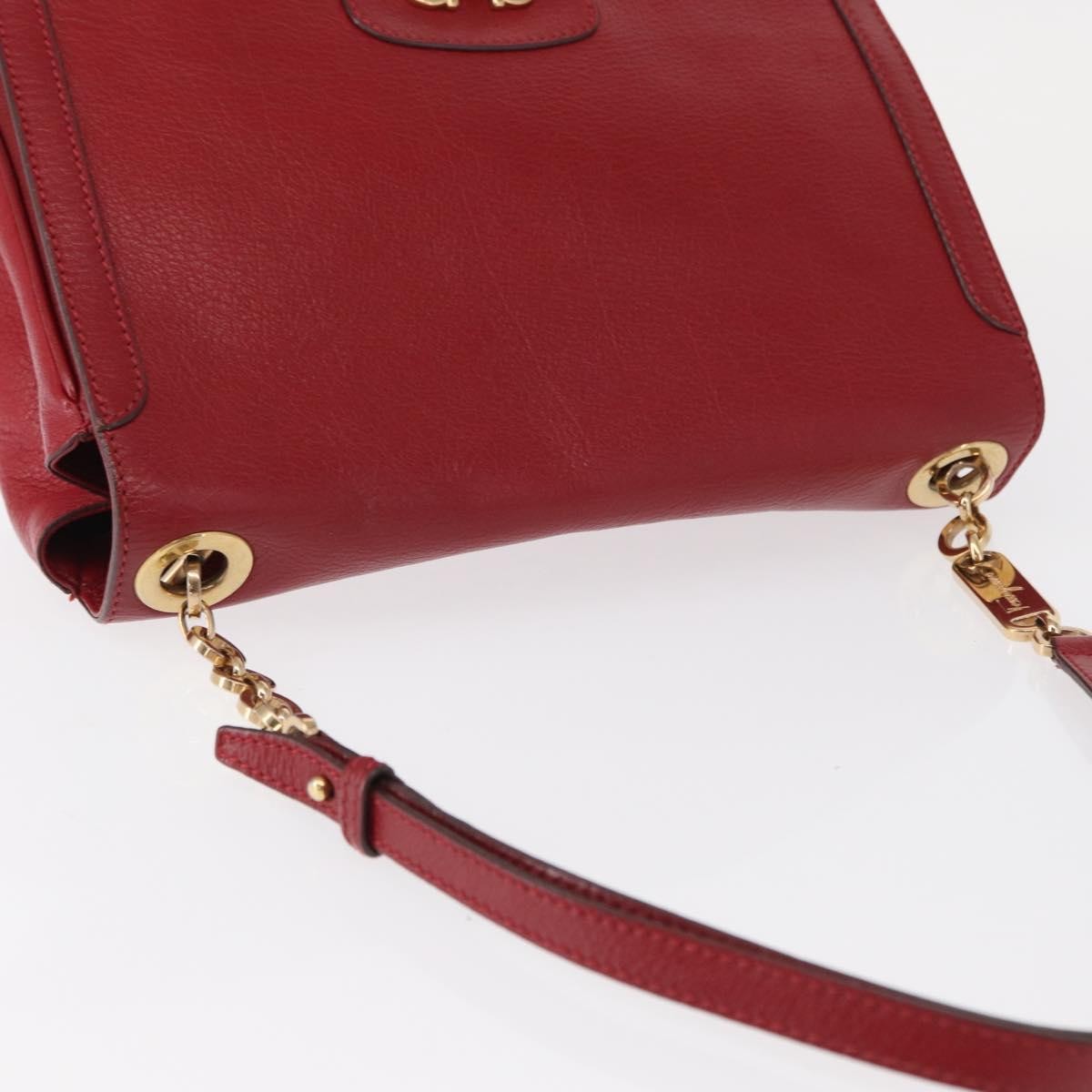 Salvatore Ferragamo Gancini Shoulder Bag Leather, RED, LEATHER, Shoulder bag