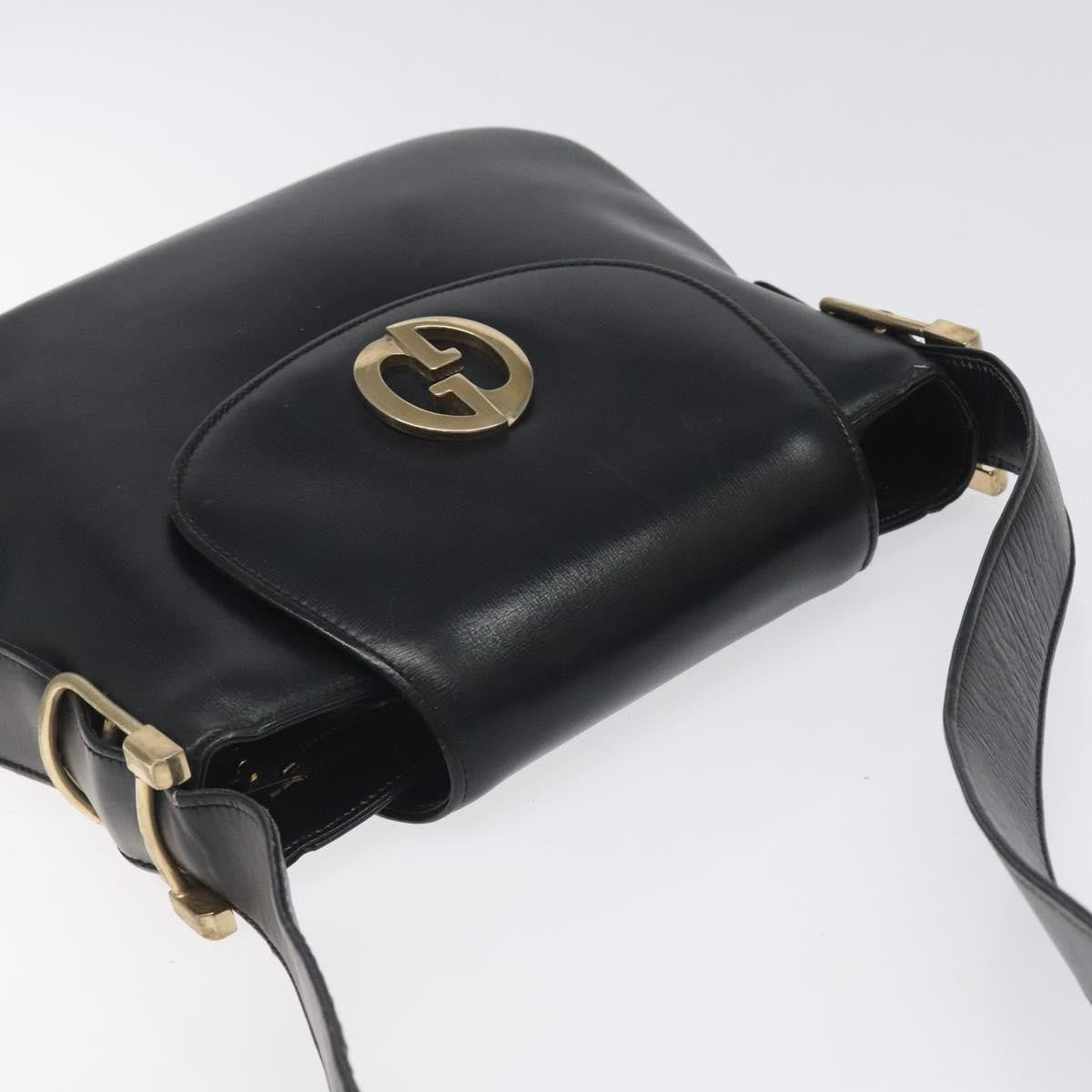 Gucci Vintage Flap Shoulder Bag Leather, BLACK, LEATHER, Shoulder bag