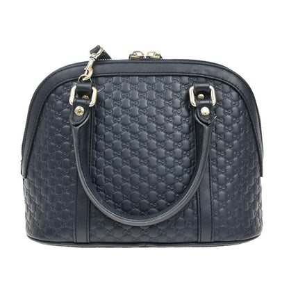 Gucci Convertible Dome Satchel Microguccissima Leather, NAVY, LEATHER, Handbag