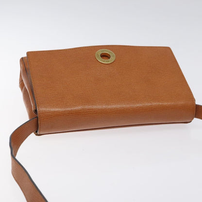 Celine Circle logo Leather, BROWN, LEATHER, Shoulder bag