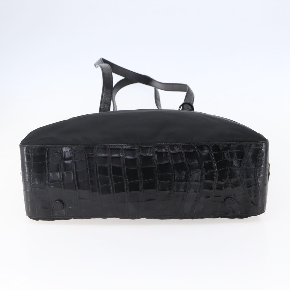 Prada Vintage Shoulder Bag Nylon and Leather, BLACK, NYLON, Shoulder bag