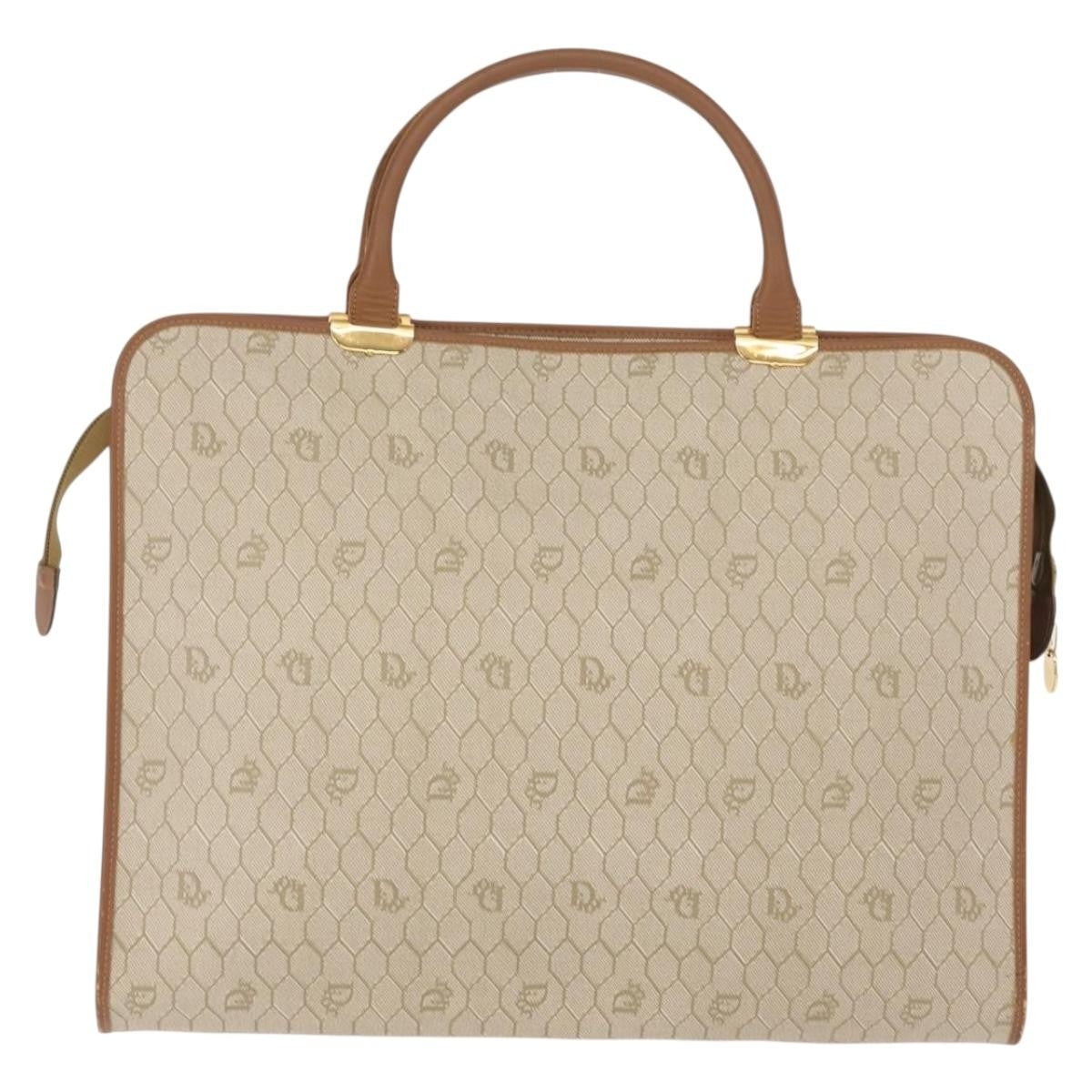 Christian Dior Vintage Honeycomb Handbag Canvas Leather, BEIGE, CANVAS, Handbag