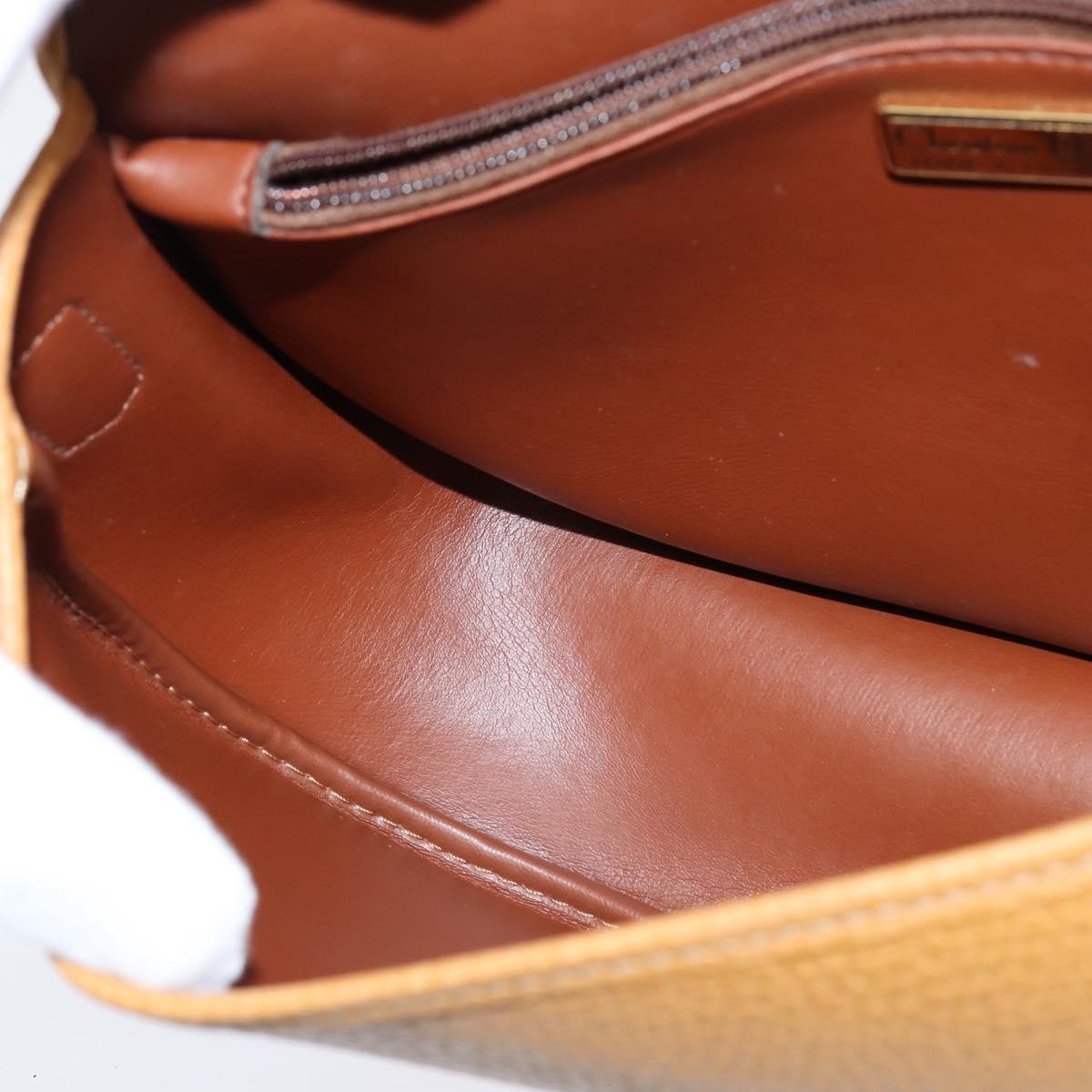 Christian Dior Vintage CD Logo Shoulder Bag Leather, BROWN, LEATHER, Shoulder bag