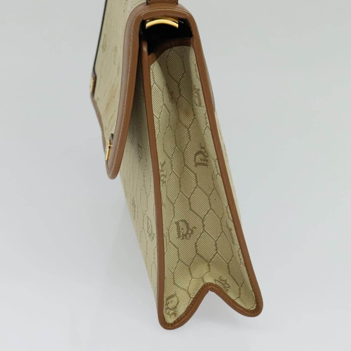 Christian Dior Vintage Honeycomb Shoulder Bag Canvas and Leather, BEIGE, CANVAS, Shoulder bag