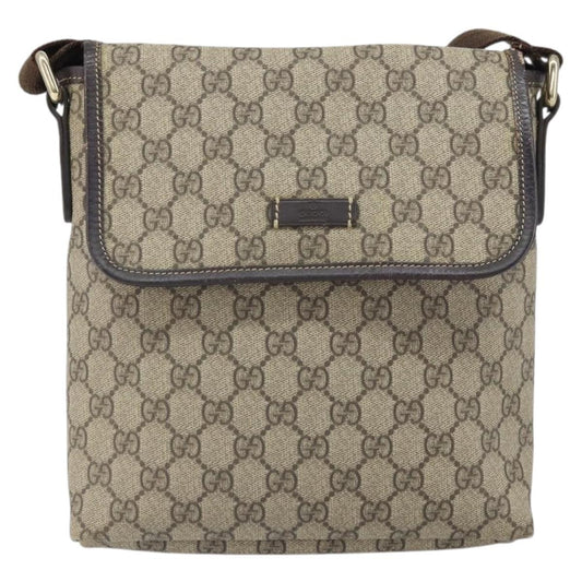 Gucci Flap Messenger GG Coated Canvas, BEIGE, CANVAS, Shoulder bag