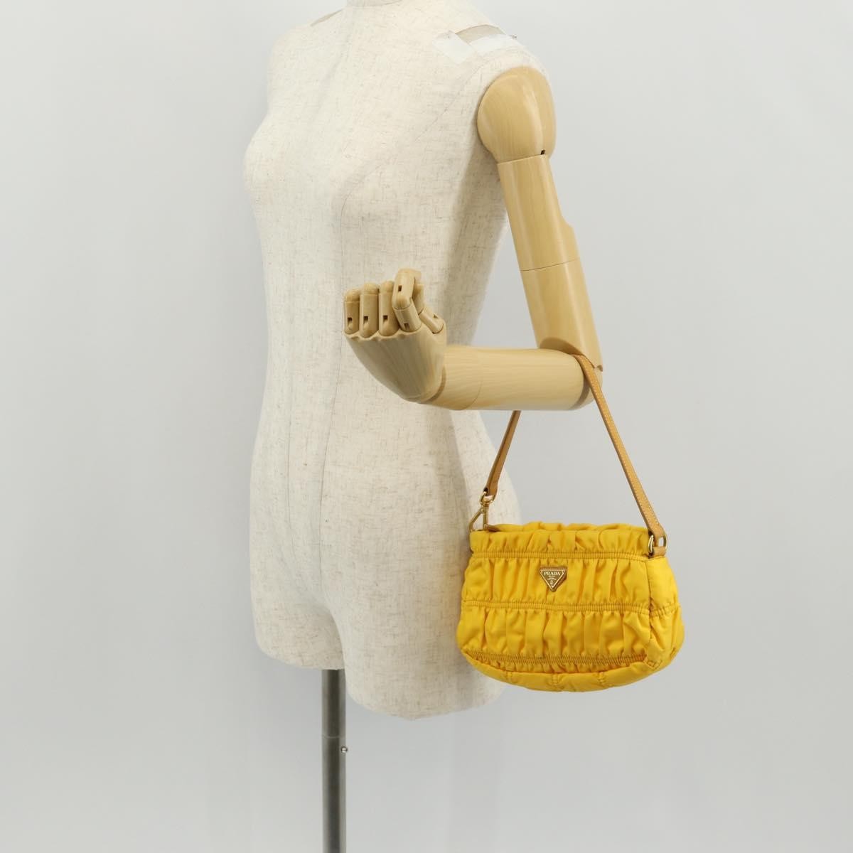 Prada Pochette Tessuto Gaufre, YELLOW, NYLON, Clutche & pouche