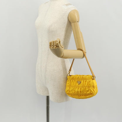 Prada Pochette Tessuto Gaufre, YELLOW, NYLON, Clutche & pouche