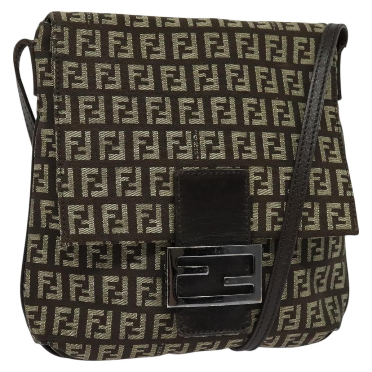 Fendi Mamma Baguette Shoulder Bag Canvas, BROWN, CANVAS, Shoulder bag