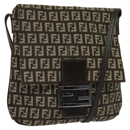 Fendi Mamma Baguette Shoulder Bag Canvas, BROWN, CANVAS, Shoulder bag