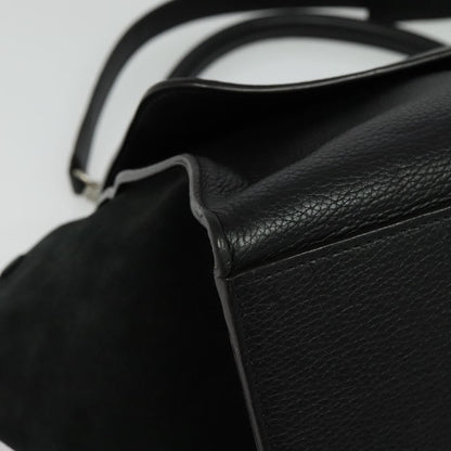 Celine Trapeze Bag Leather with Suede, BLACK, LEATHER, Handbag
