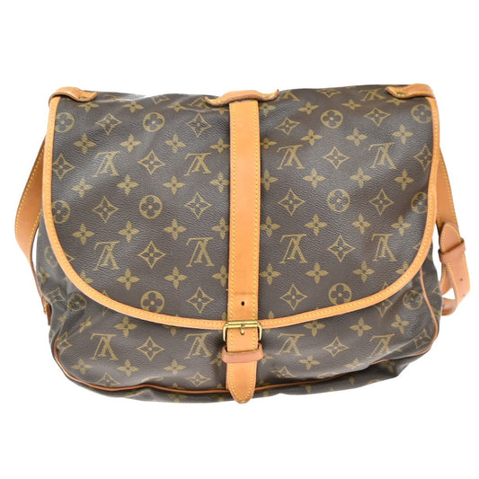 Louis Vuitton Saumur Handbag Monogram Canvas, BROWN, CANVAS, Shoulder bag