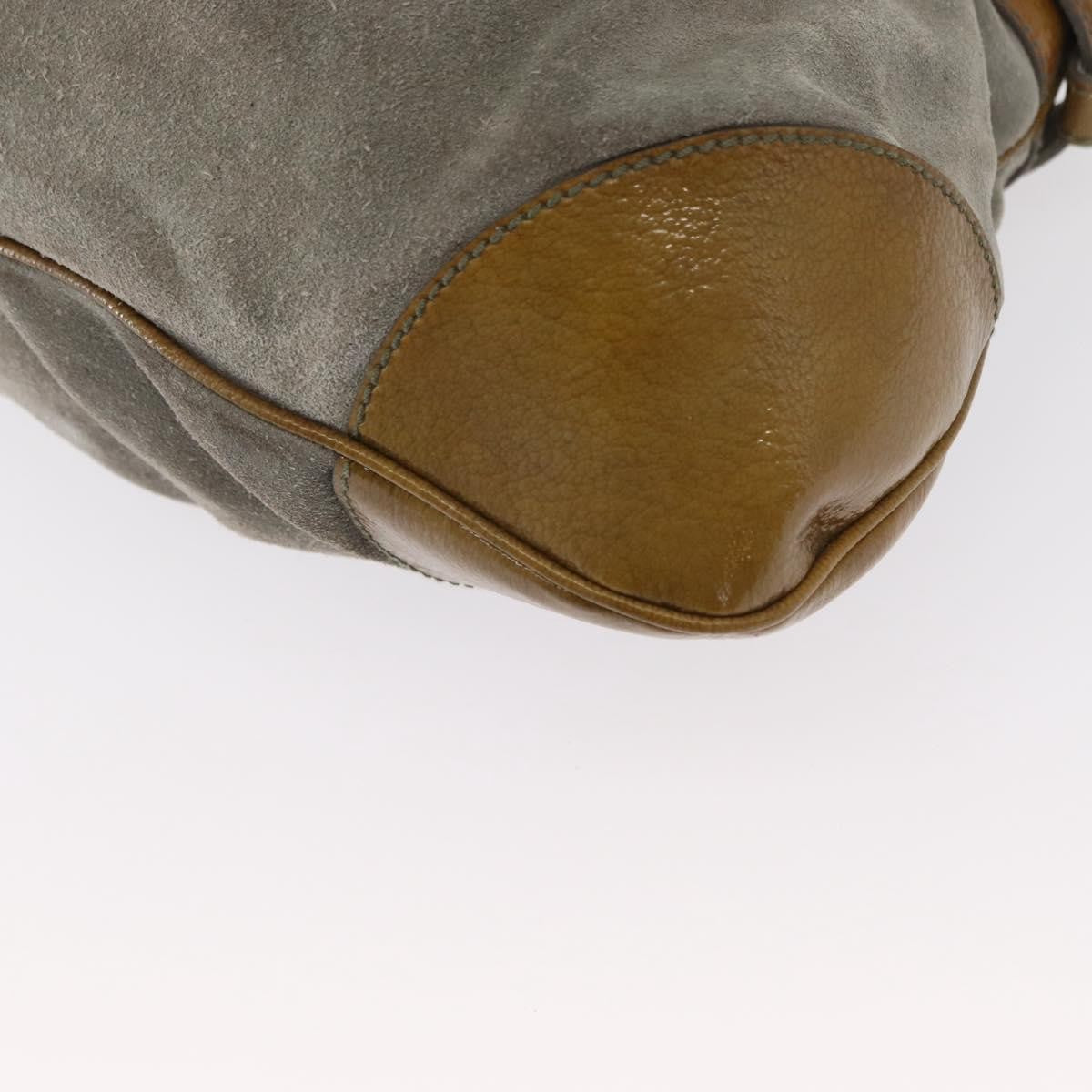 Salvatore Ferragamo Gancini handbag Suede, GREEN, SUEDE, Handbag