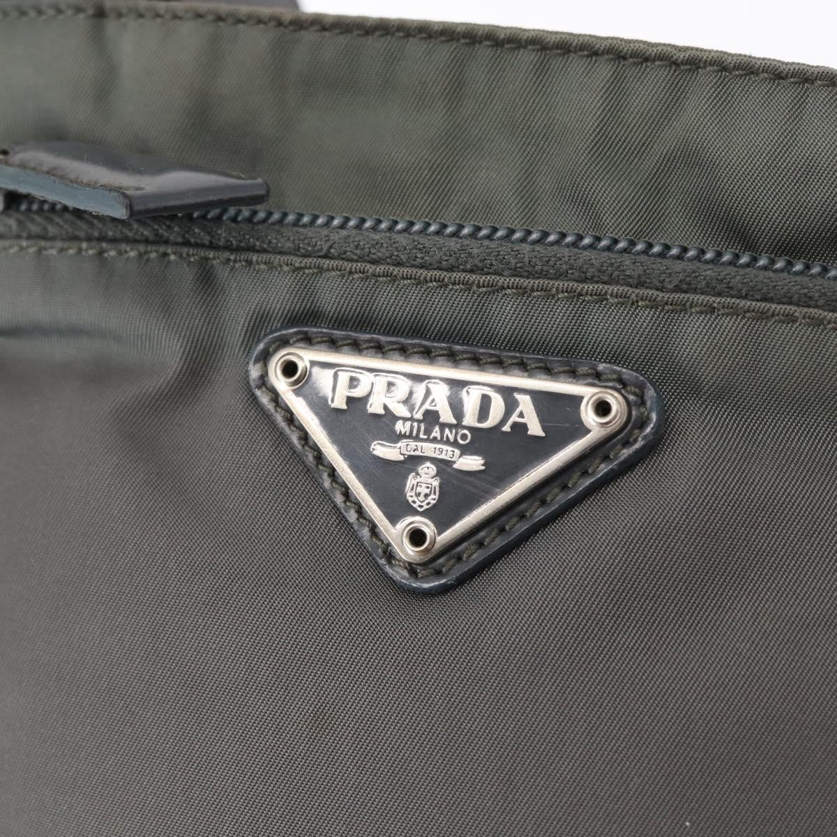 Prada Front Zip Convertible Flat Messenger Tessuto with Leather, GRAY, NYLON, Shoulder bag