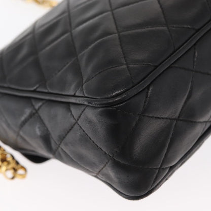 Chanel CC Chain & Tassel Front Pocket Camera Bag Quilted Lambskin, BLACK, LEATHER, Shoulder bag