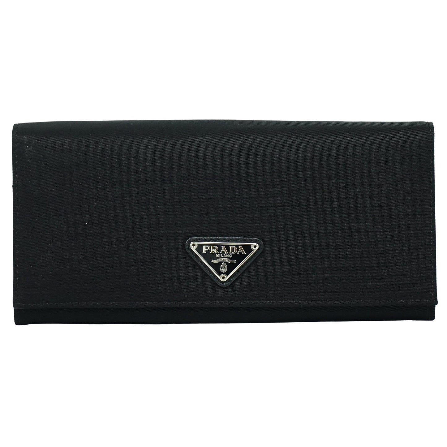 Prada Continental Wallet Tessuto, BLACK, NYLON, Wallets