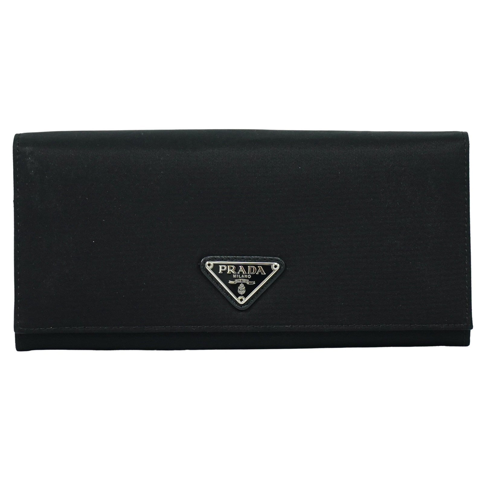 Prada Continental Wallet Tessuto, BLACK, NYLON, Wallets