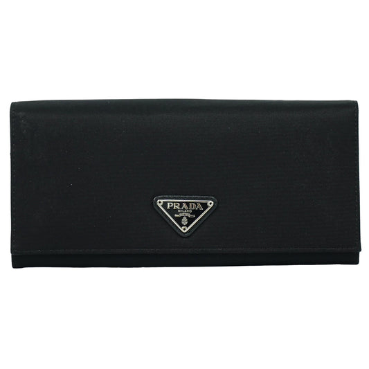 Prada Continental Wallet Tessuto, BLACK, NYLON, Wallets