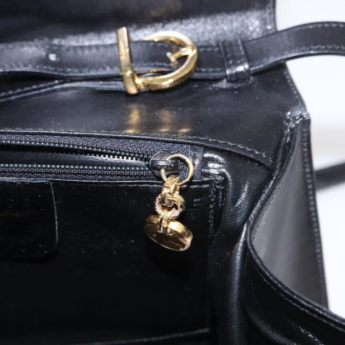 Salvatore Ferragamo Gancini Shoulder Bag Leather, BLACK, LEATHER, Shoulder bag