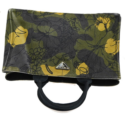 Prada Canapa Tote Printed Canvas, GREEN, CANVAS, Tote bag