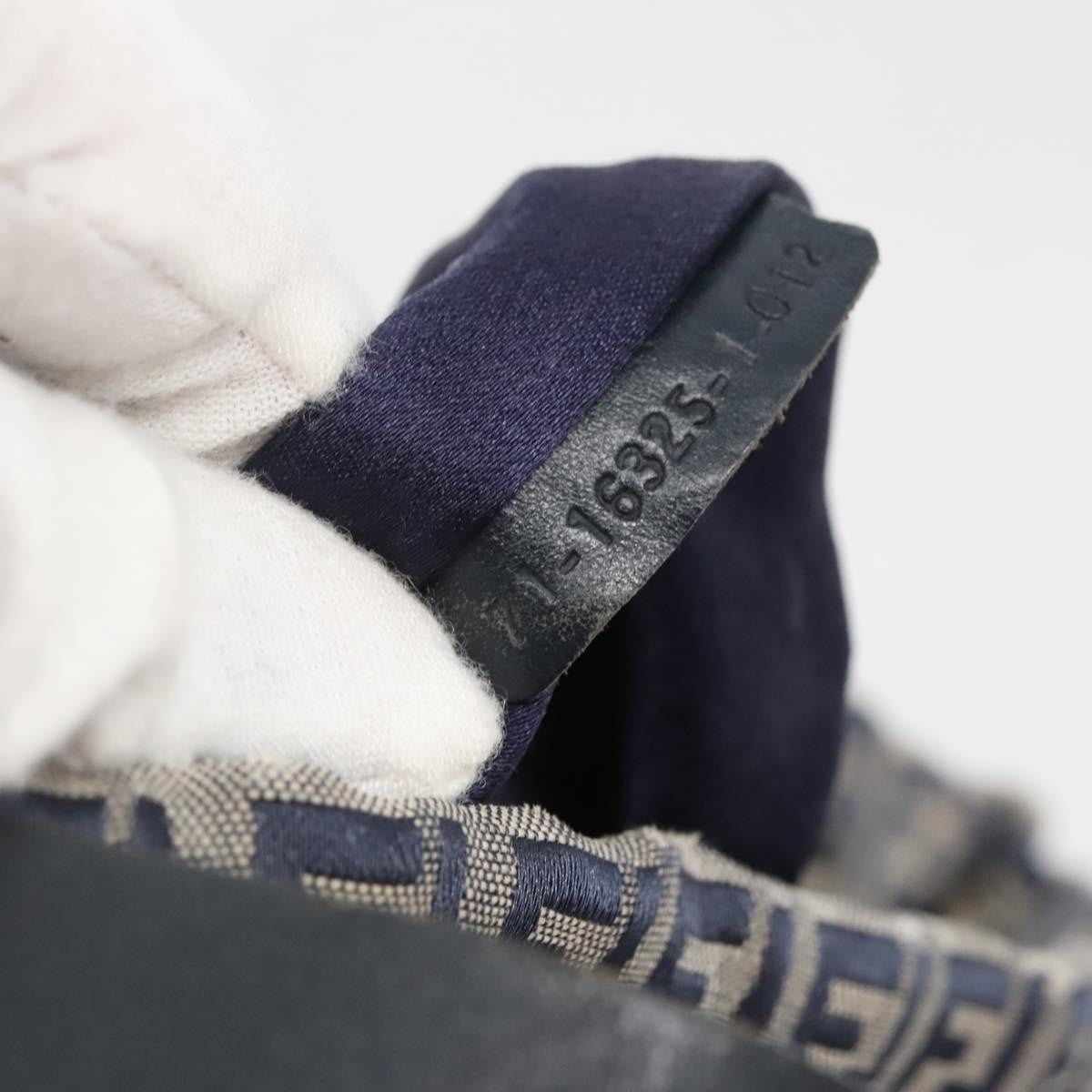 Fendi FF Logo Mon Tresor Bucket Bag Printed Shearling with Leather, NAVY, CANVAS, Shoulder bag