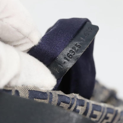 Fendi FF Logo Mon Tresor Bucket Bag Printed Shearling with Leather, NAVY, CANVAS, Shoulder bag