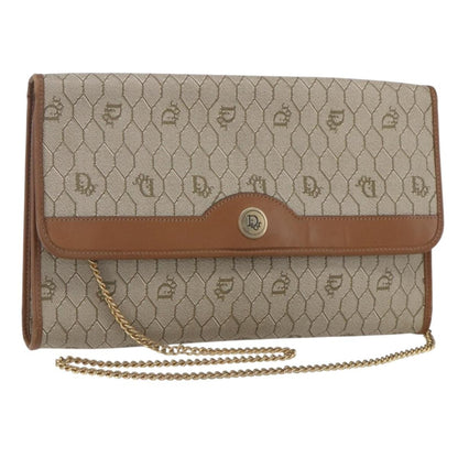 Christian Dior Vintage Honeycomb chain Canvas, BEIGE, CANVAS, Shoulder bag
