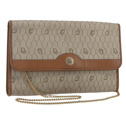 Christian Dior Vintage Honeycomb chain Canvas, BEIGE, CANVAS, Shoulder bag