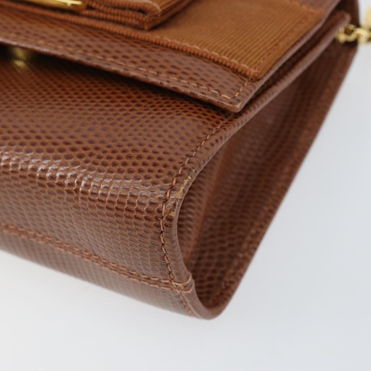 Salvatore Ferragamo Vala Shoulder Bag Embossed Leather, BROWN, LEATHER, Shoulder bag