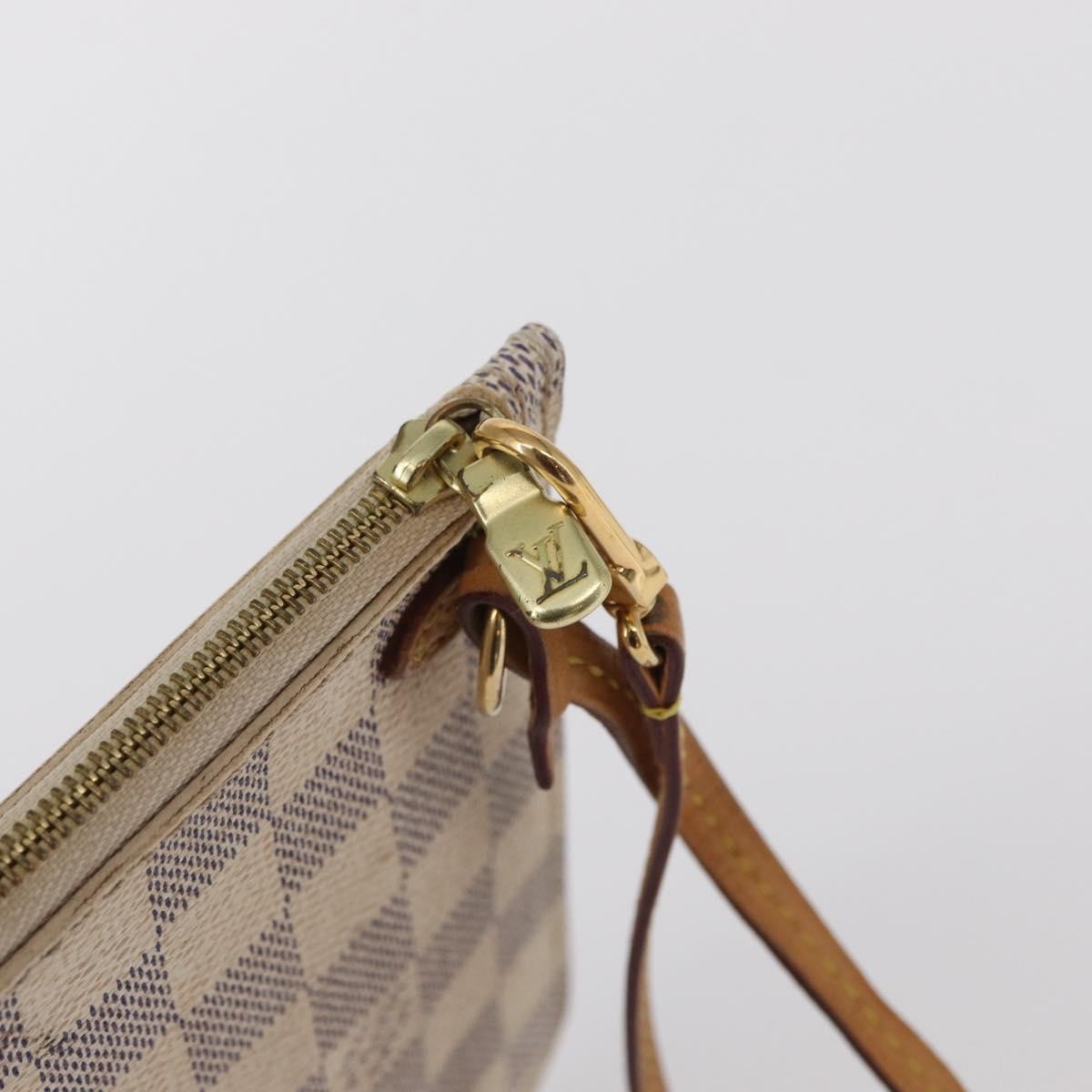 Louis Vuitton Neverfull Pochette Damier, WHITE, CANVAS, Clutche & pouche
