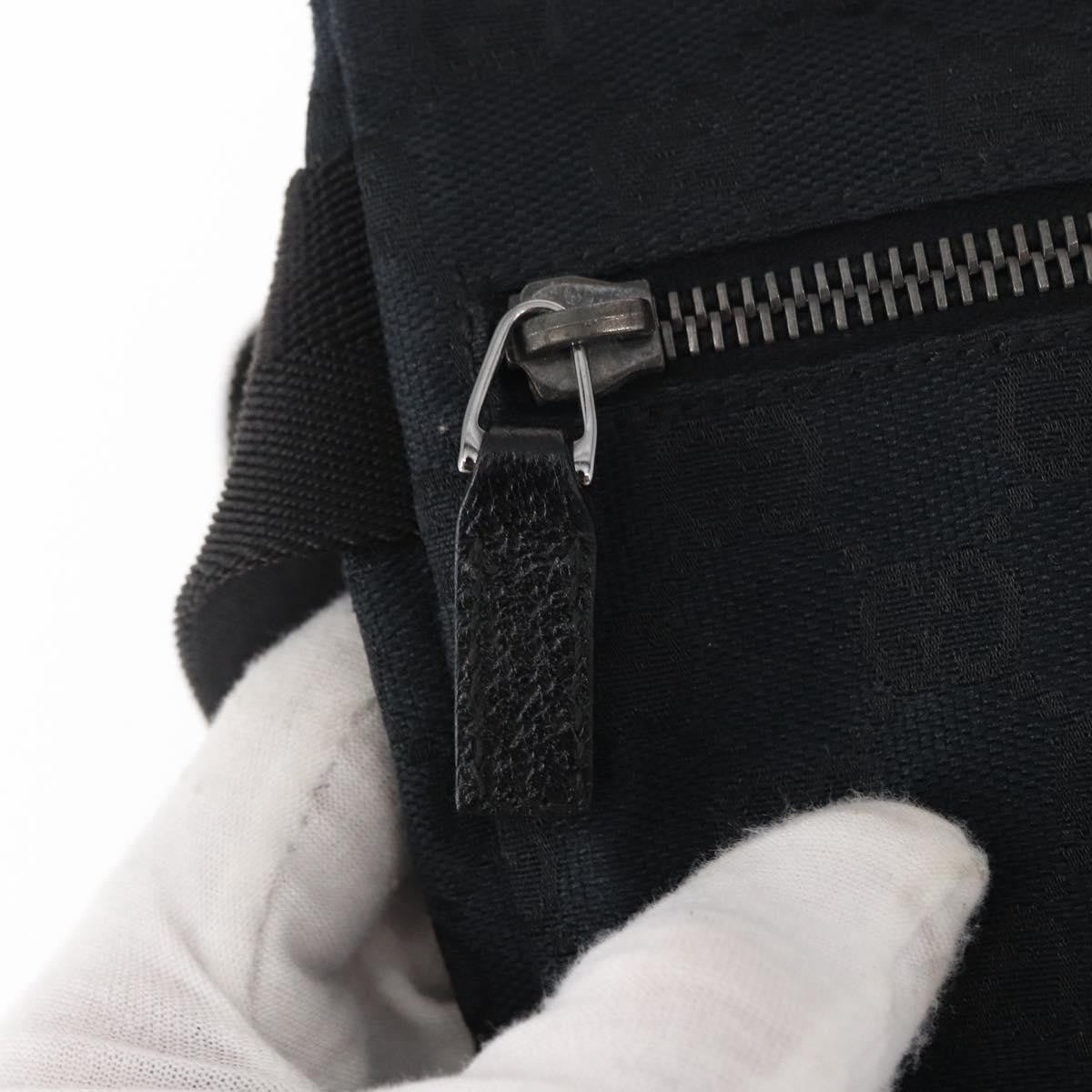 Gucci Vintage Double Belt Bag GG Canvas with Leather, BLACK, CANVAS, Clutche & pouche