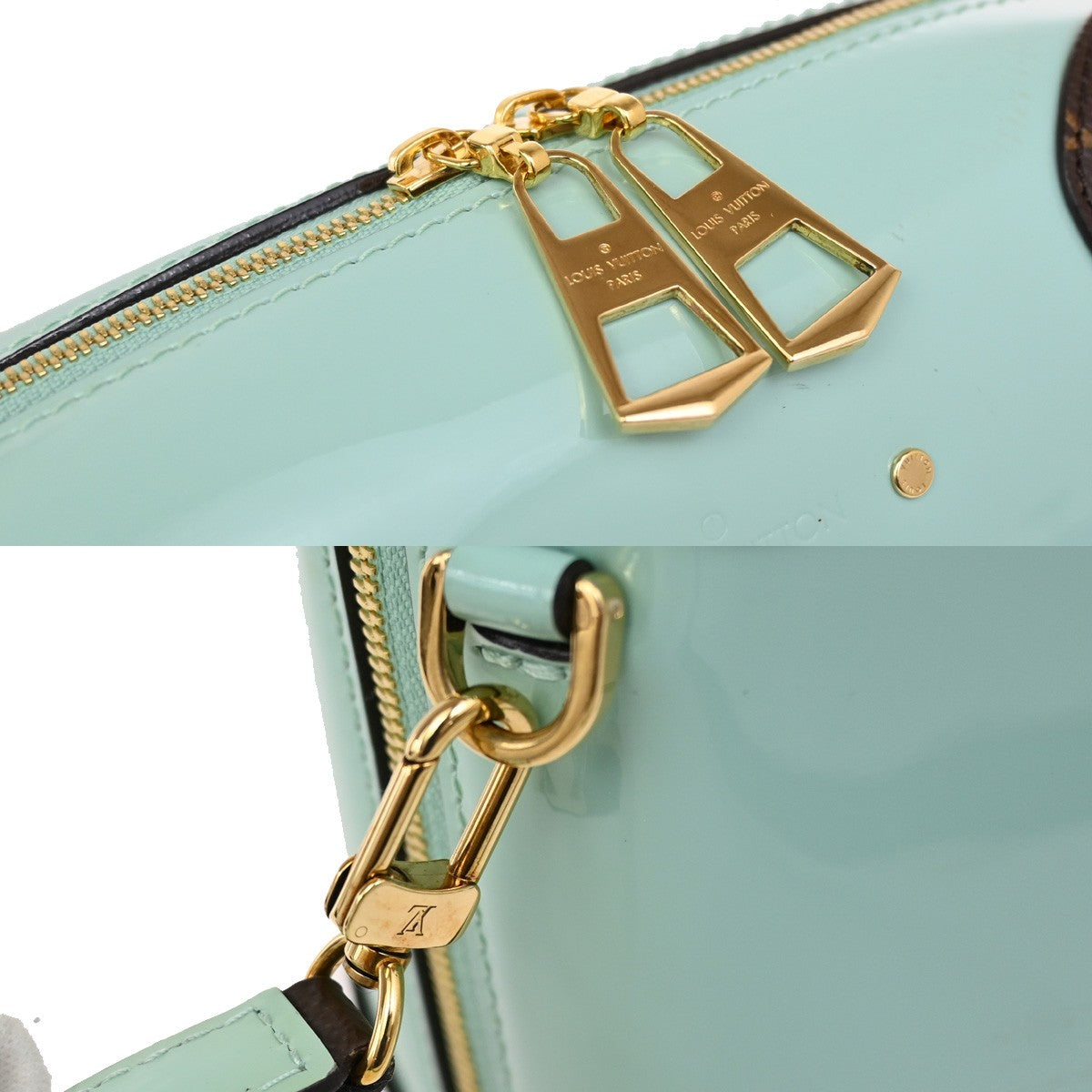 Louis Vuitton Venice Handbag Vernis with Monogram Canvas, GREEN, PATENT_LEATHER, Shoulder bag