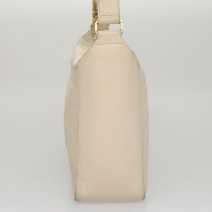 Chanel Chocolate Bar CC Shoulder Bag Quilted Leather, WHITE, LEATHER, Shoulder bag