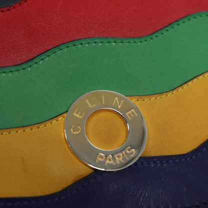 Celine Circle Logo Handbag Leather, NAVY, LEATHER, Handbag