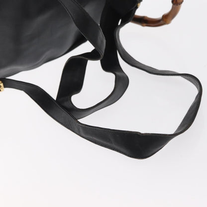 Gucci Vintage Bamboo Backpack Leather, BLACK, LEATHER, Backpack