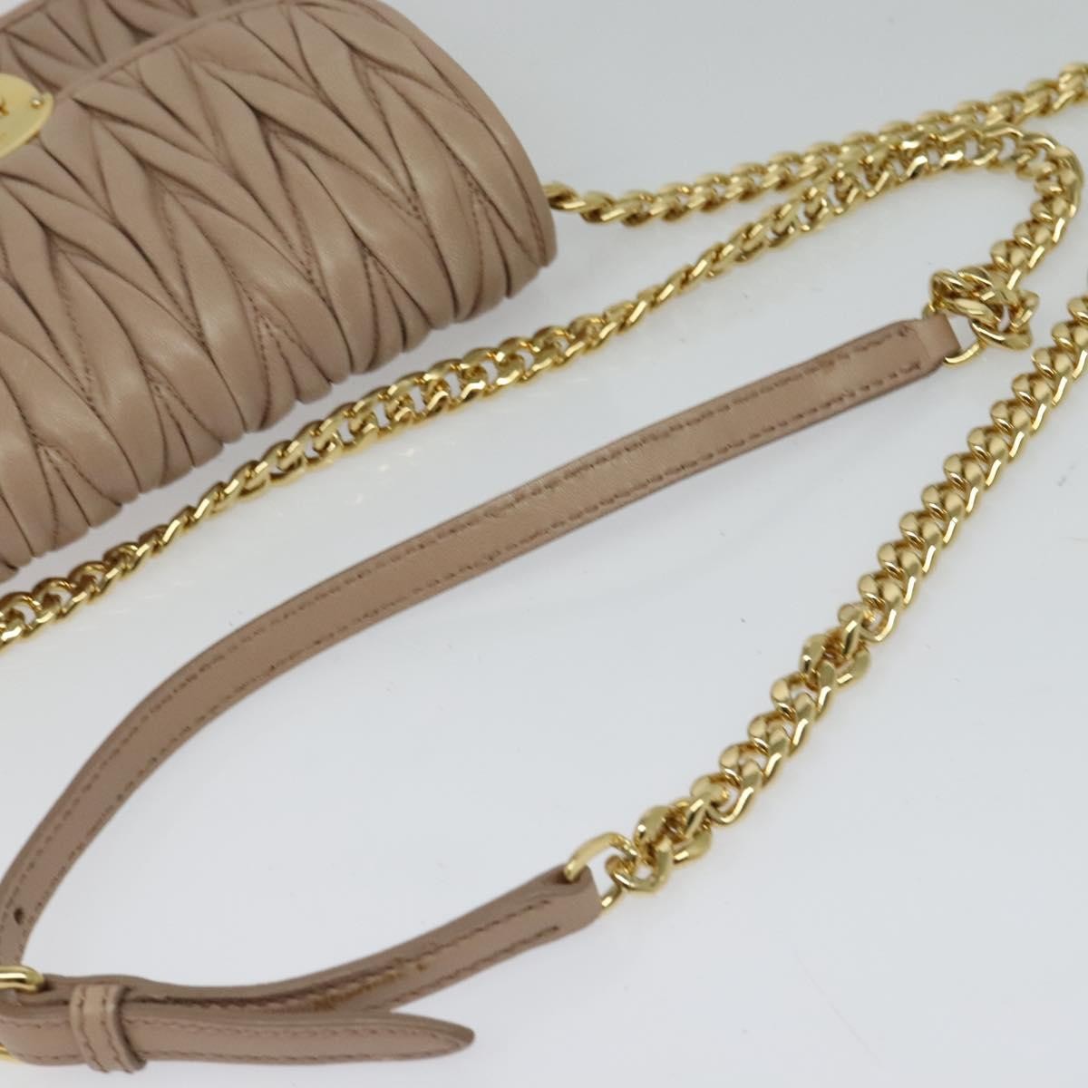 Miu Miu Chain Flap Crossbody Bag Matelasse Leather, BEIGE, LEATHER, Crossbody bag