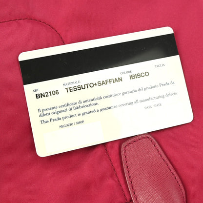 Prada Convertible Flap Tote Tessuto and Saffiano Leather, PINK, NYLON, Tote bag