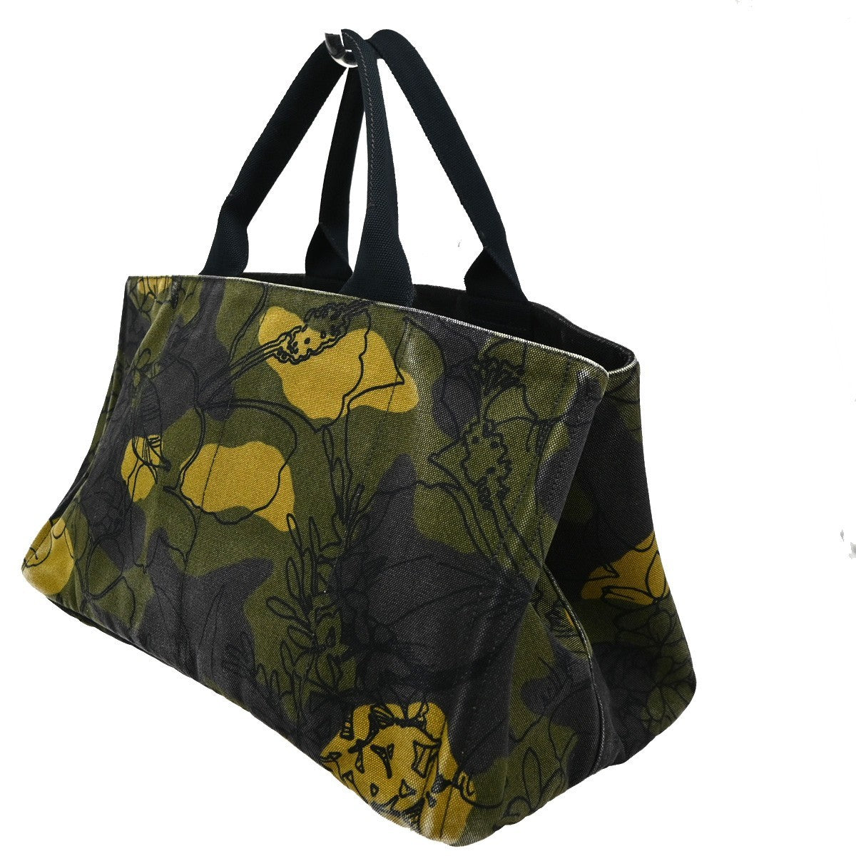 Prada Canapa Tote Printed Canvas, GREEN, CANVAS, Tote bag